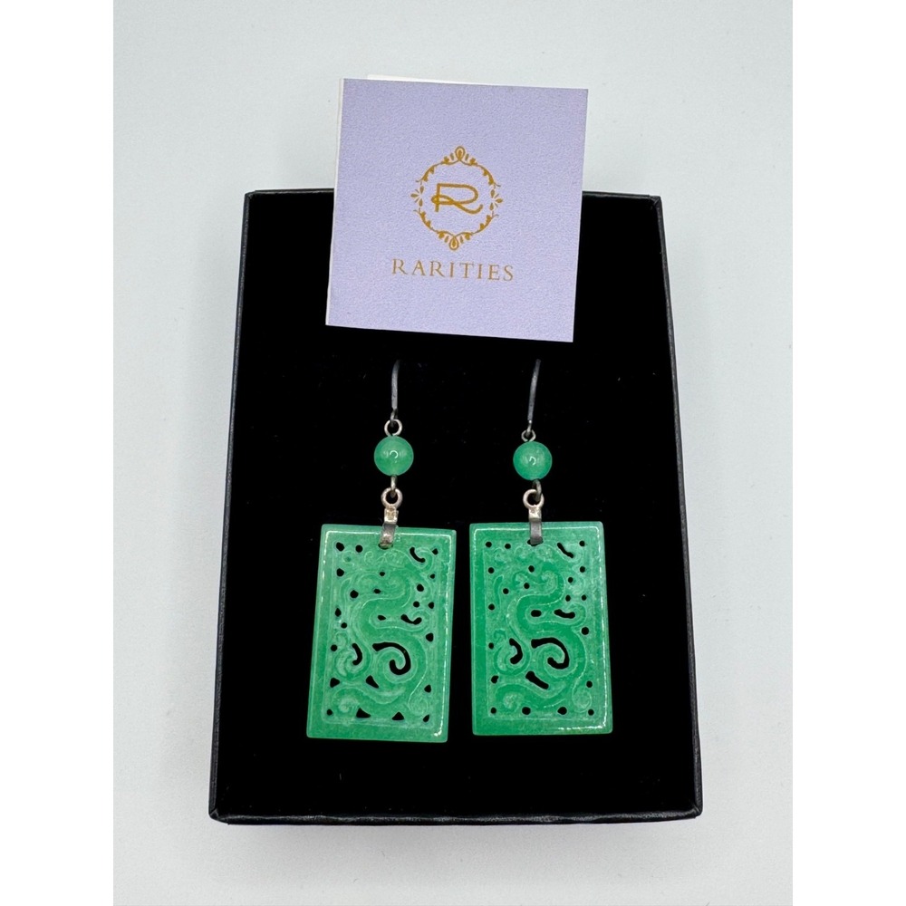 Rarities Carol Brodie Sterling Silver Green Stone Dragon Earrings